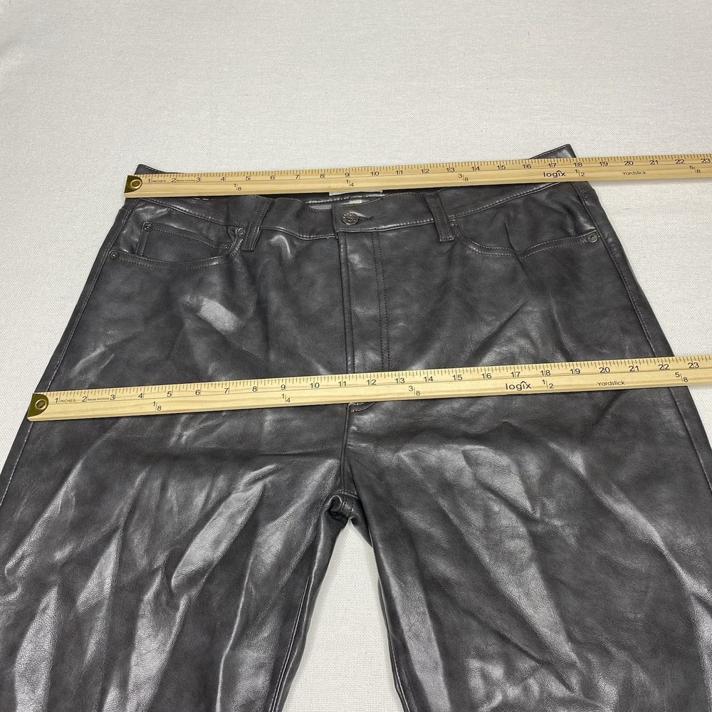 AGOLDE Sloane Recycled Leather-Blend Mid-Rise Straight-Leg Pants Dark Gray - Picture 11 of 15
